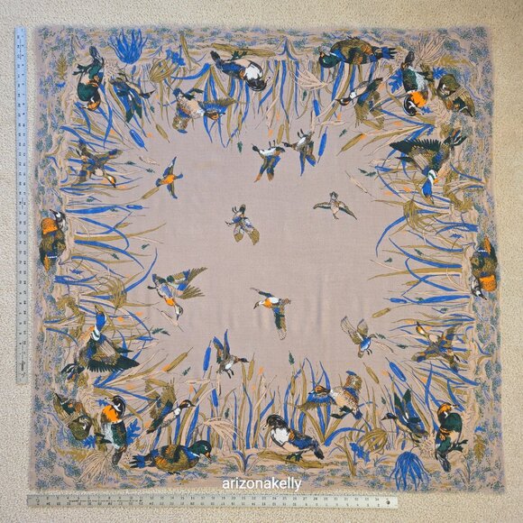 Large Square Scarf With Ducks Waterfowl Game Birds - Picture 6 of 16